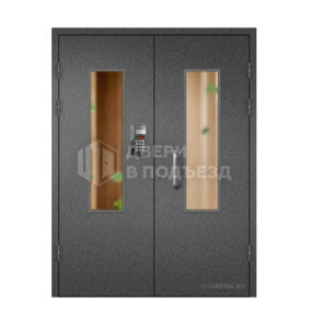 Входная дверь подъездная с окном и домофоном ДП-40